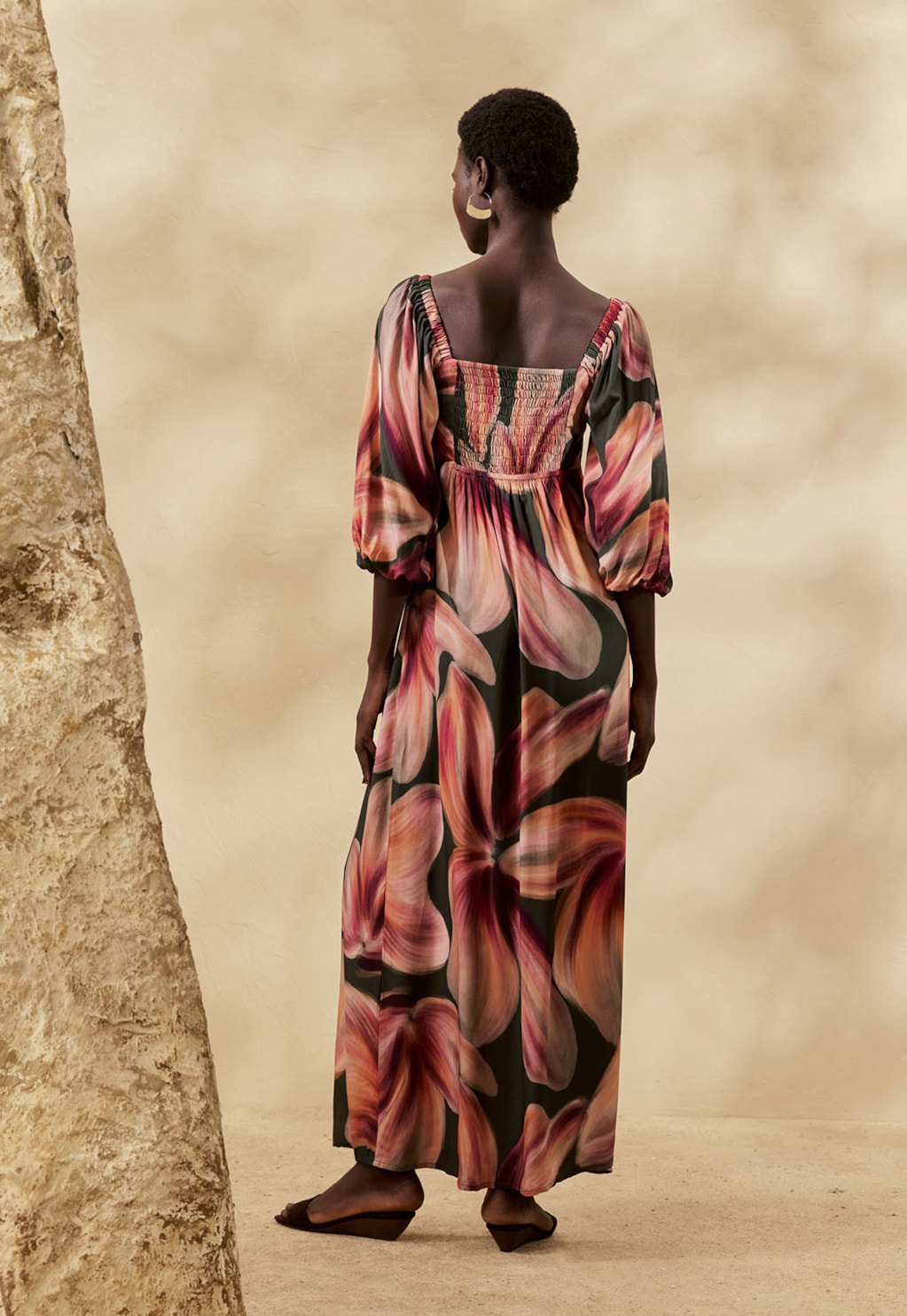 Vestido Maxi Midi Estampado Follaje