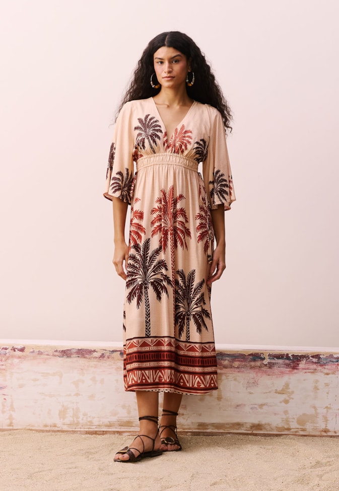 Vestido Maxi Midi Estampado Marajoara