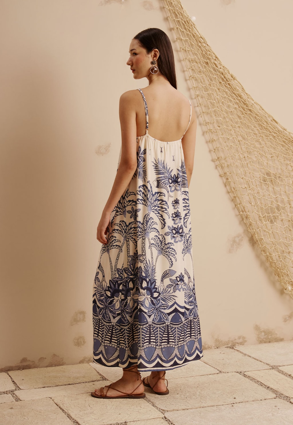 Vestido Maxi Midi Estampado Pedra dos Peixes