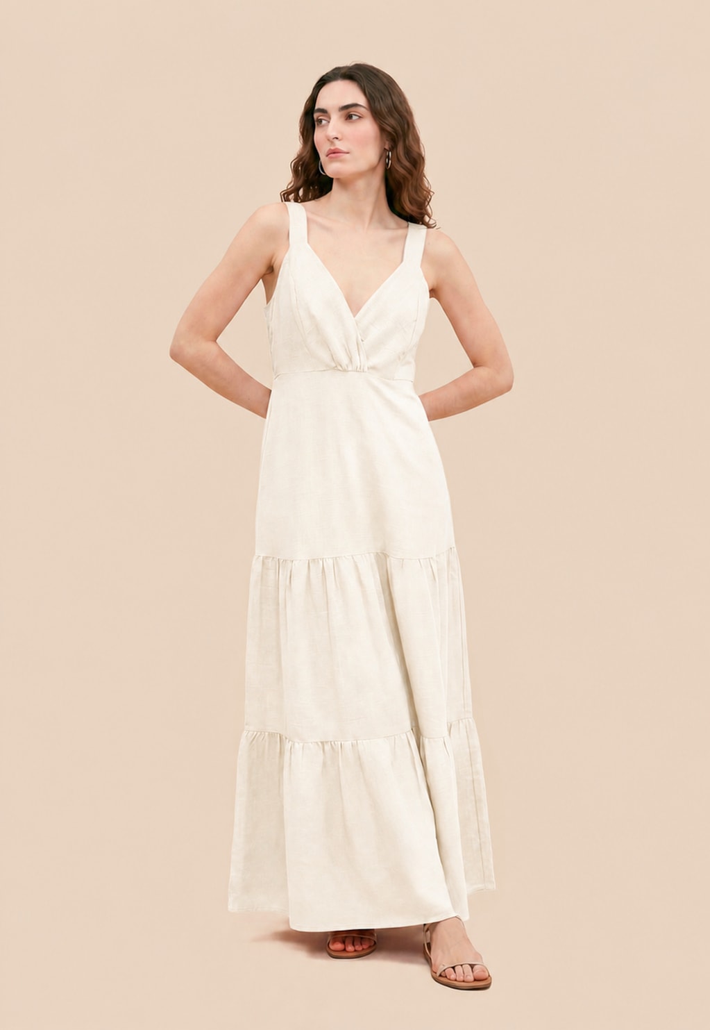 Vestido Maxi Midi Liso Alça Larga