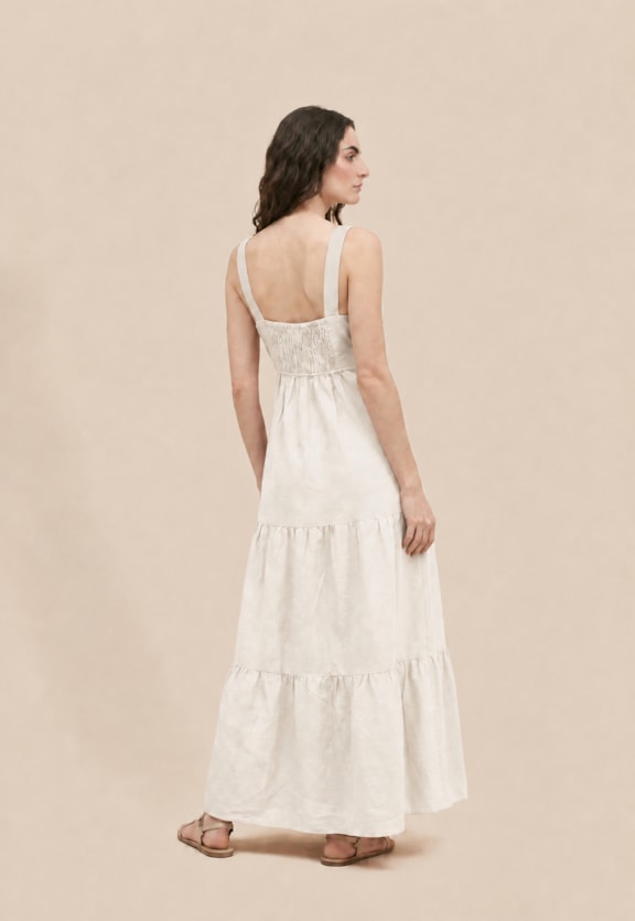 Vestido Maxi Midi Liso Alça Larga Vista Traseira