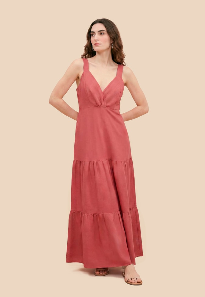 Vestido Maxi Midi Liso Alça Larga