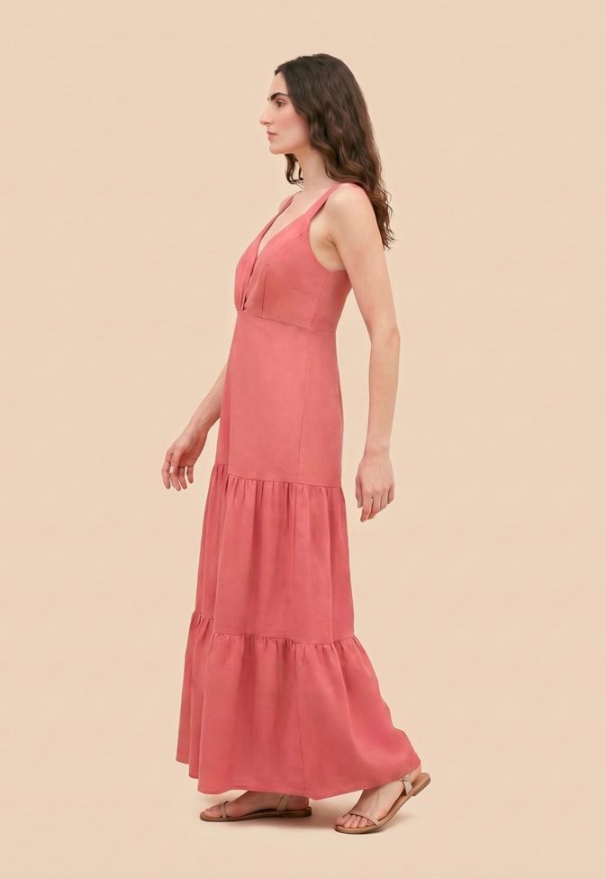 Vestido Maxi Midi Liso Alça Larga