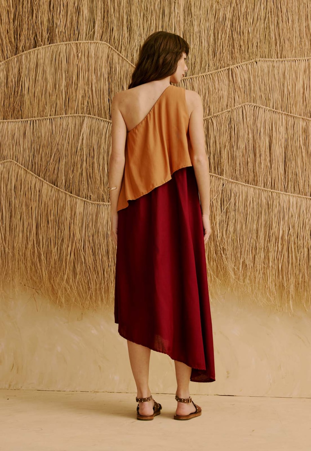 Vestido Maxi Midi Liso Bicolor