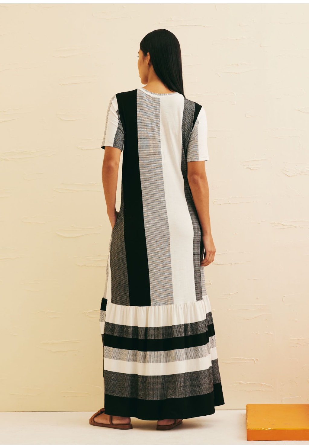 Vestido Maxi Midi Manga Curta Babado