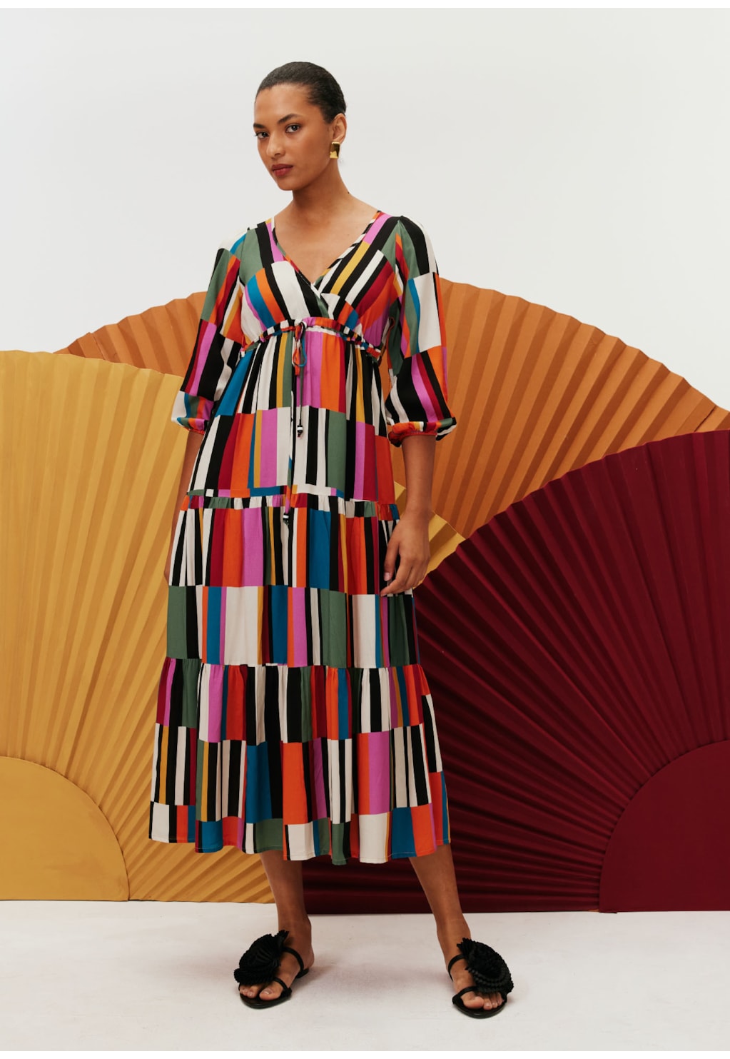 Vestido Maxi Midi Túnel Estampado Frevo