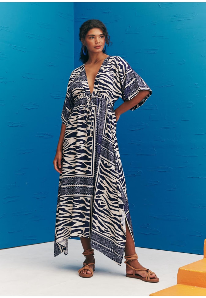 Vestido Maxi Midi Túnel Estampado Las Cebras