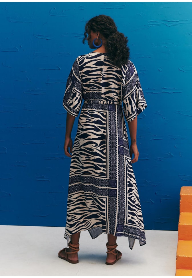 Vestido Maxi Midi Túnel Estampado Las Cebras