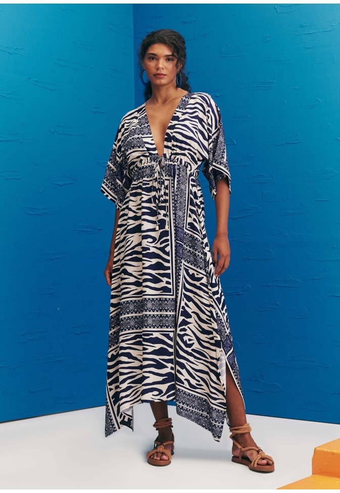 Vestido Maxi Midi Túnel Estampado Las Cebras