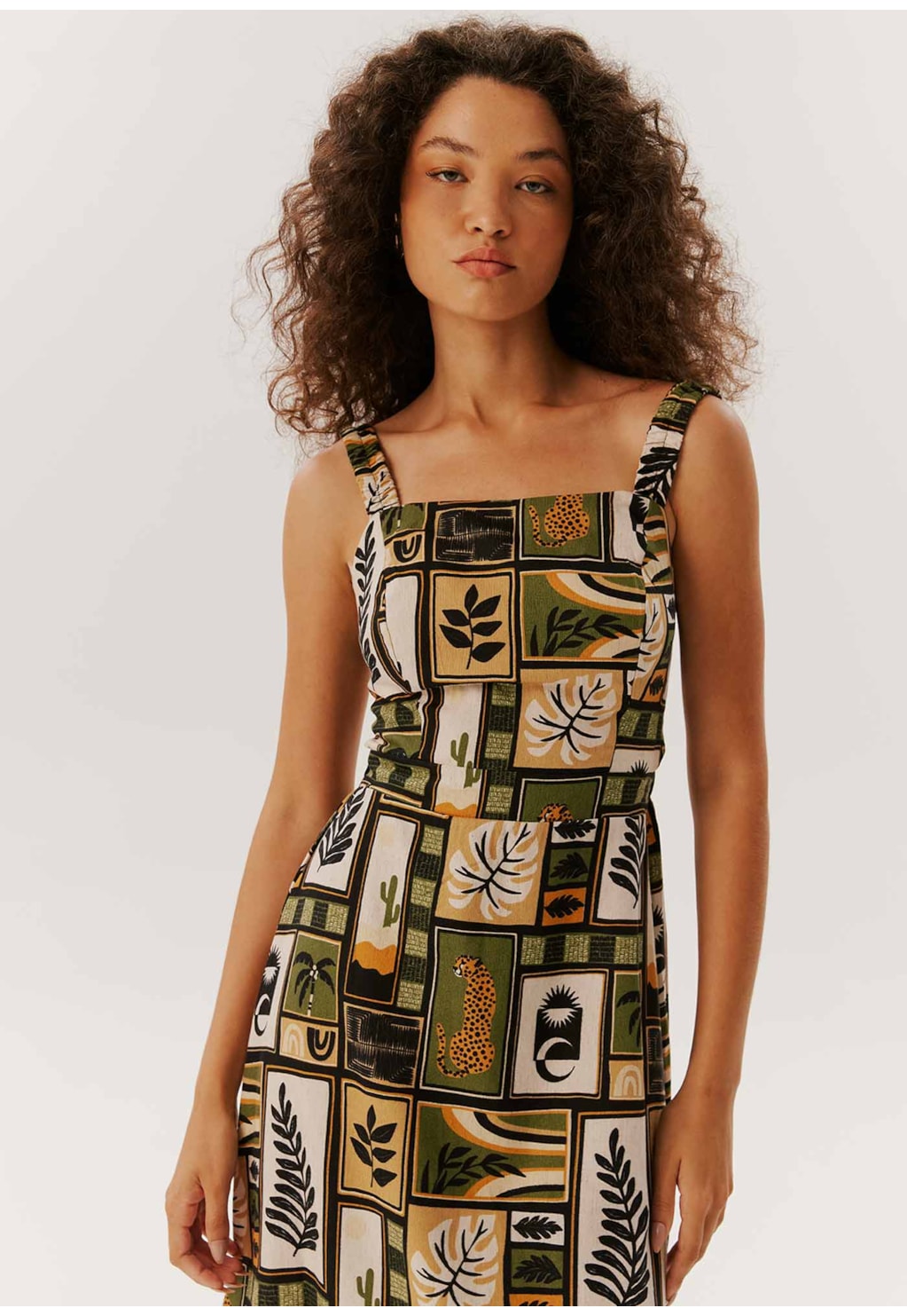 Vestido Midi Abertura Lateral Estampado Tapeçaria Burle