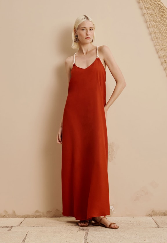 Vestido Midi Alça Corda Elos Vista Frontal