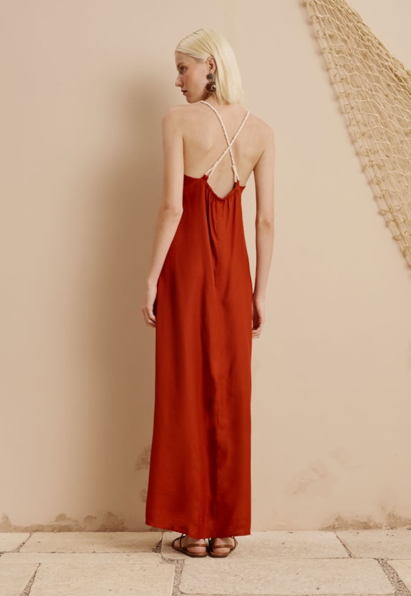 Vestido Midi Alça Corda Elos Vista Traseira