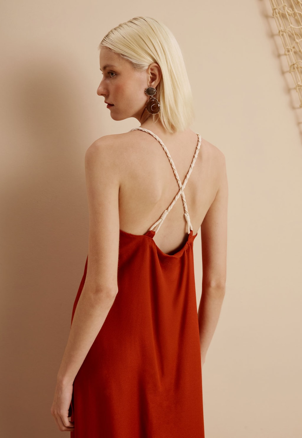 Vestido Midi Alça Corda Elos