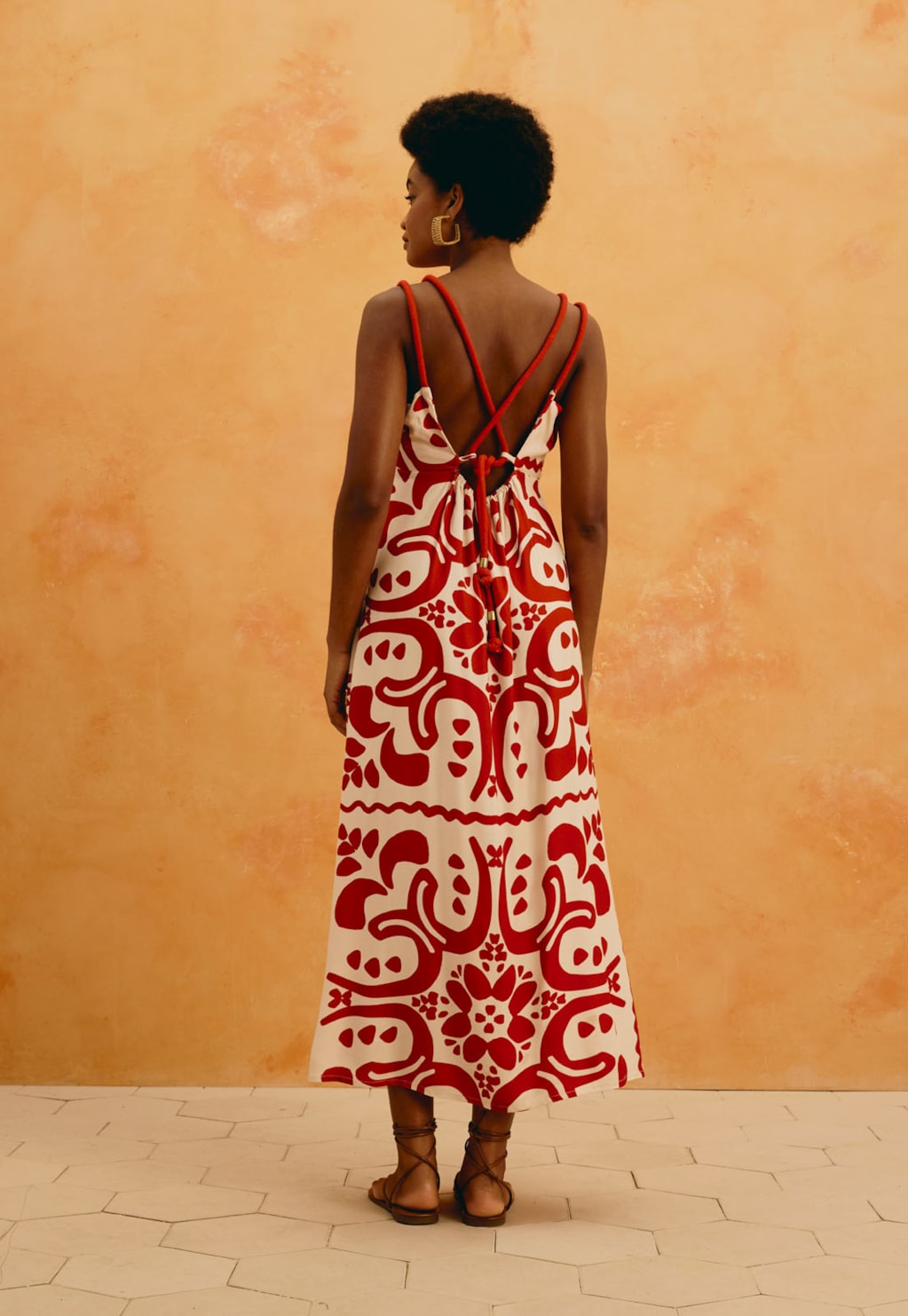 Vestido Midi Alça Corda Estampado Wayu