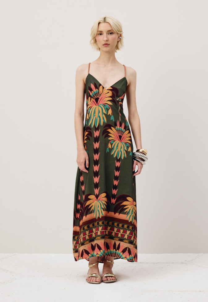 Vestido Midi Alcinha com Bolso Estampado Maimara