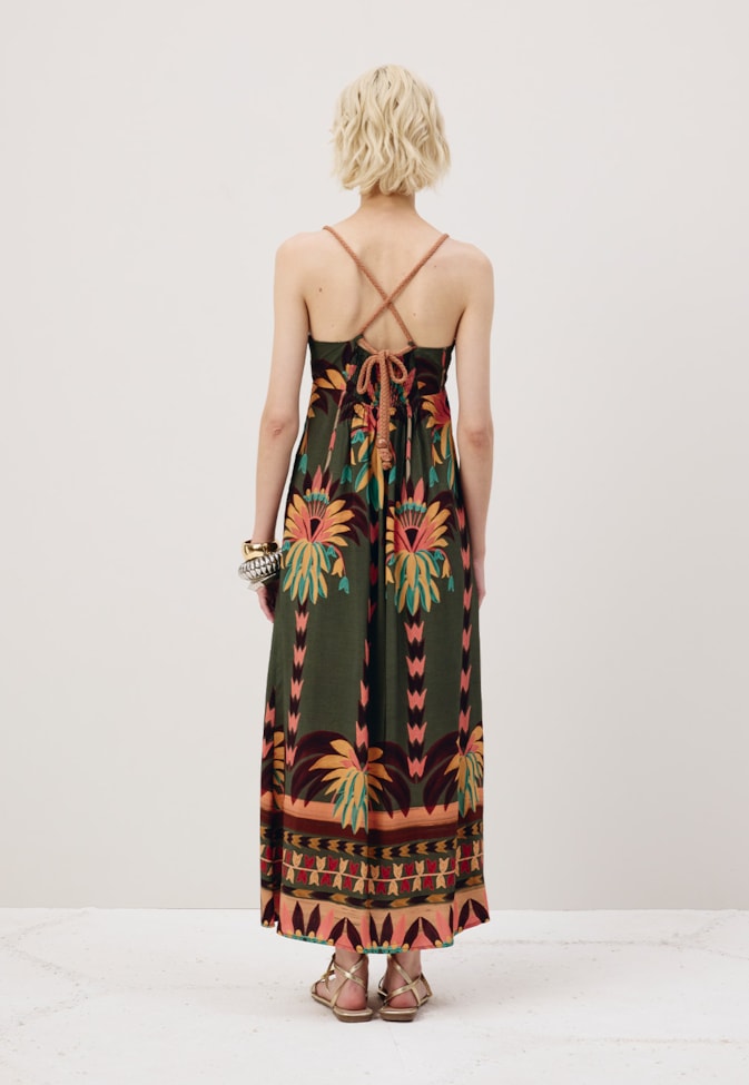 Vestido Midi Alcinha com Bolso Estampado Maimara