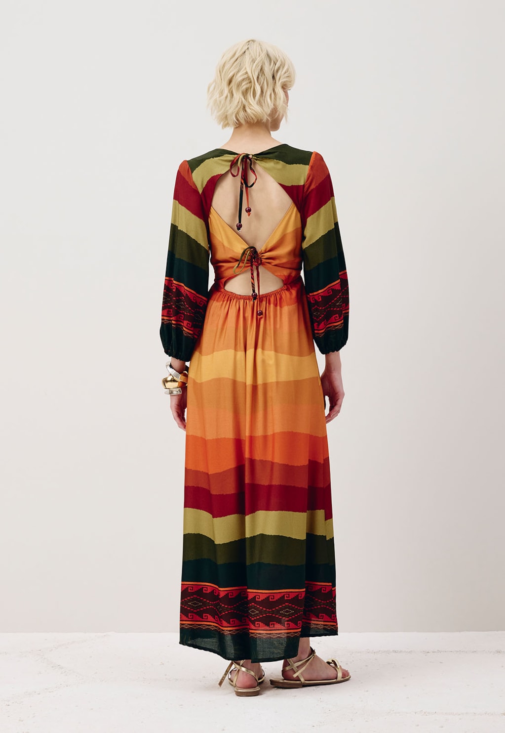 Vestido Midi Amarração Costas Estampado La Rioja