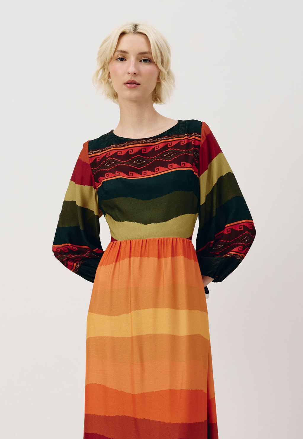 Vestido Midi Amarração Costas Estampado La Rioja