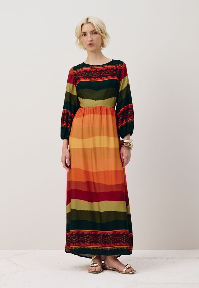 Vestido Midi Amarração Costas Estampado La Rioja