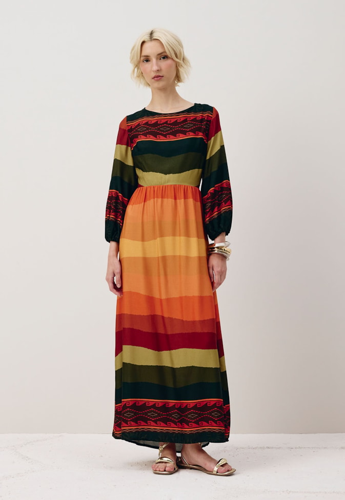 Vestido Midi Amarração Costas Estampado La Rioja