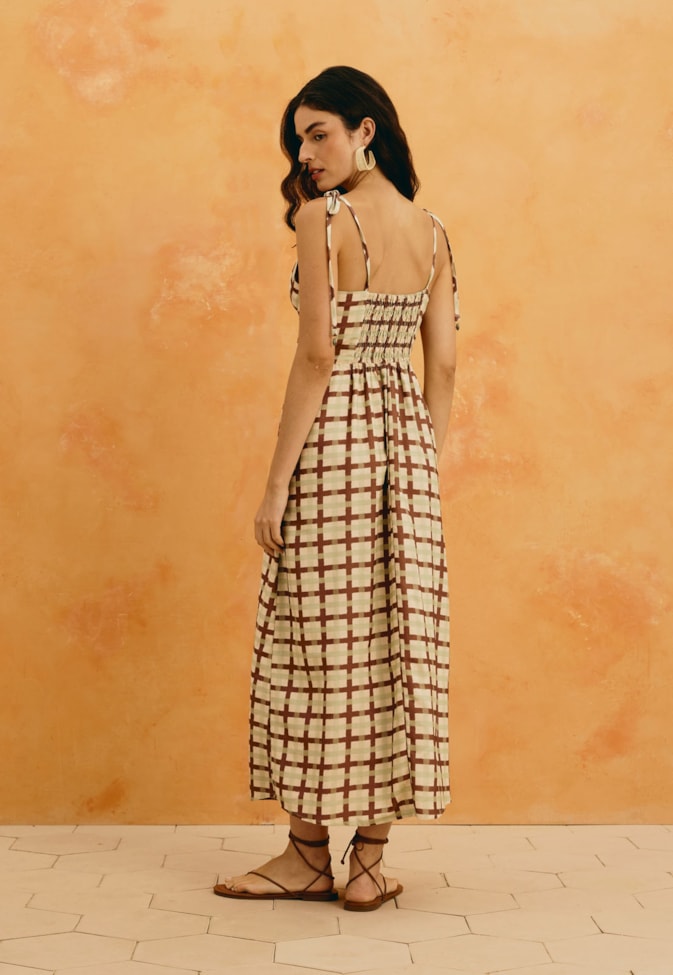 Vestido Midi Amarração Estampado Mitú
