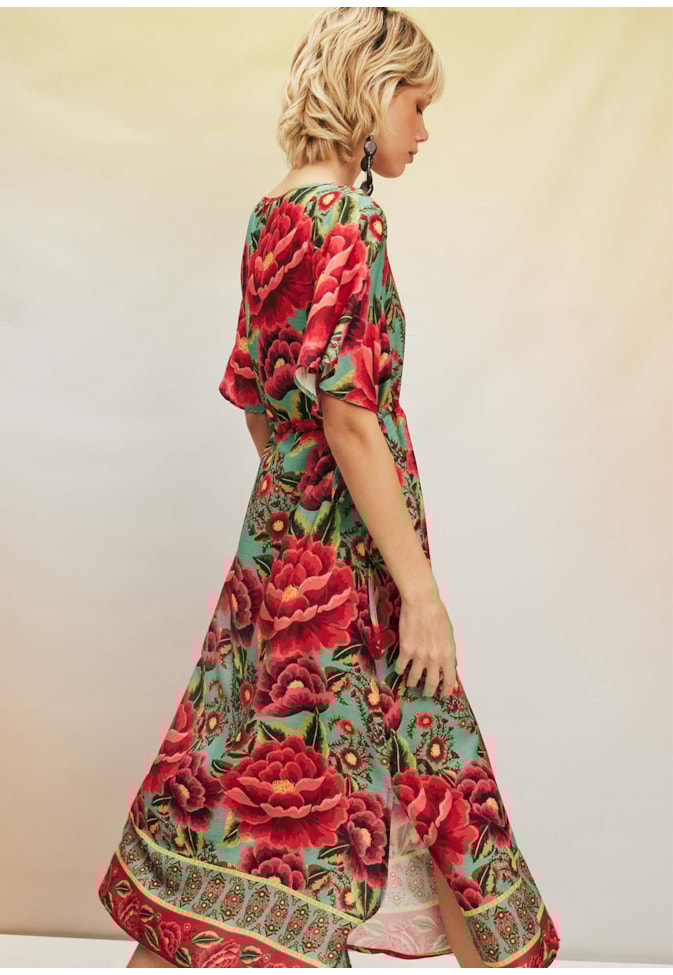Vestido Midi Amplo Estampado Flor Paraense