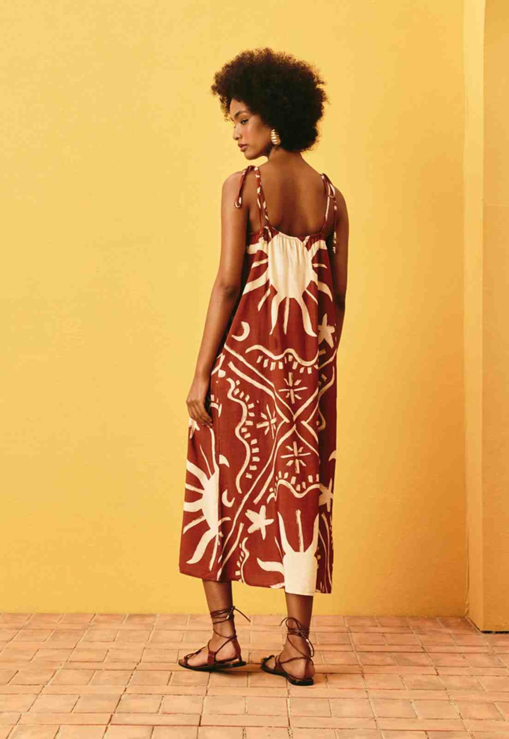Vestido Midi Amplo Estampado Solar