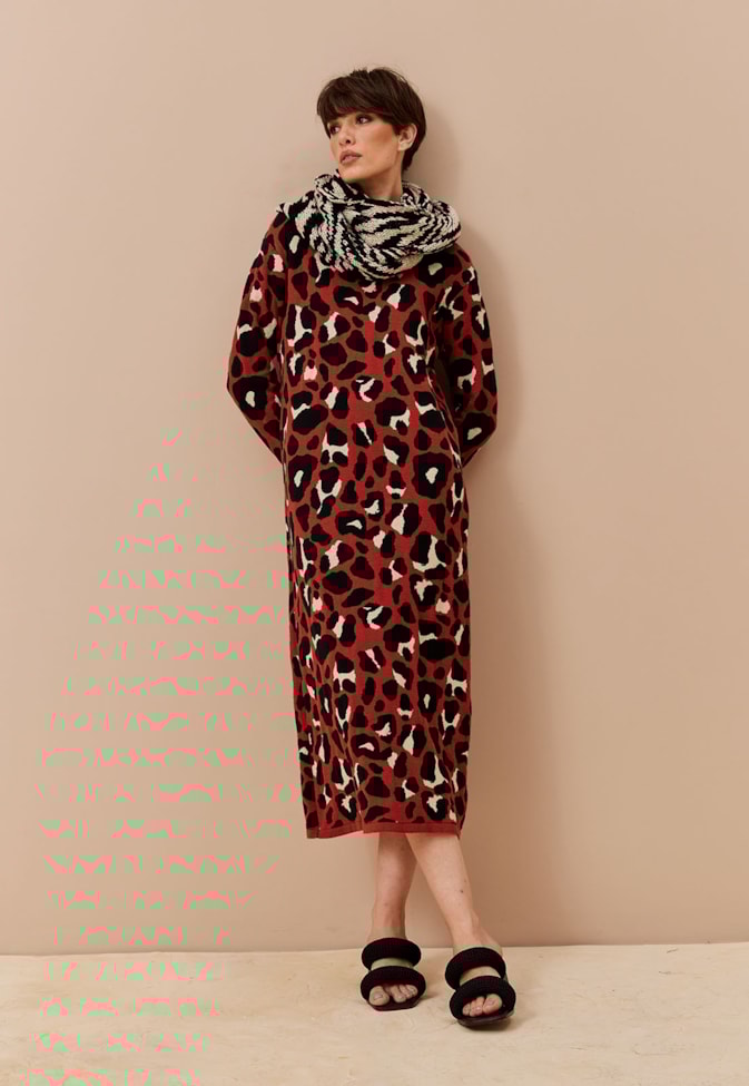 Vestido Midi Animal Print Tricot