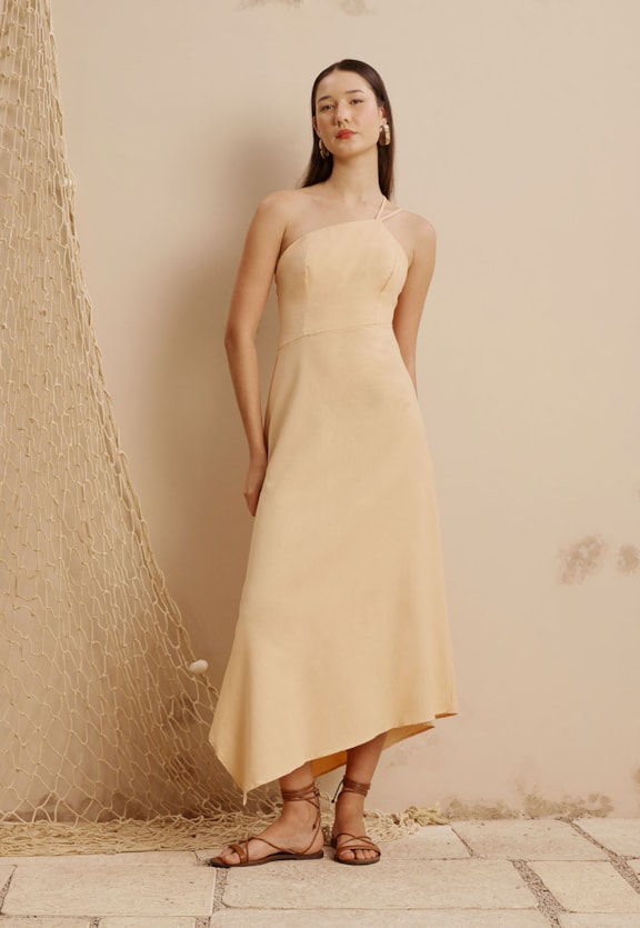 Vestido Midi Assimétrico Vista Frontal