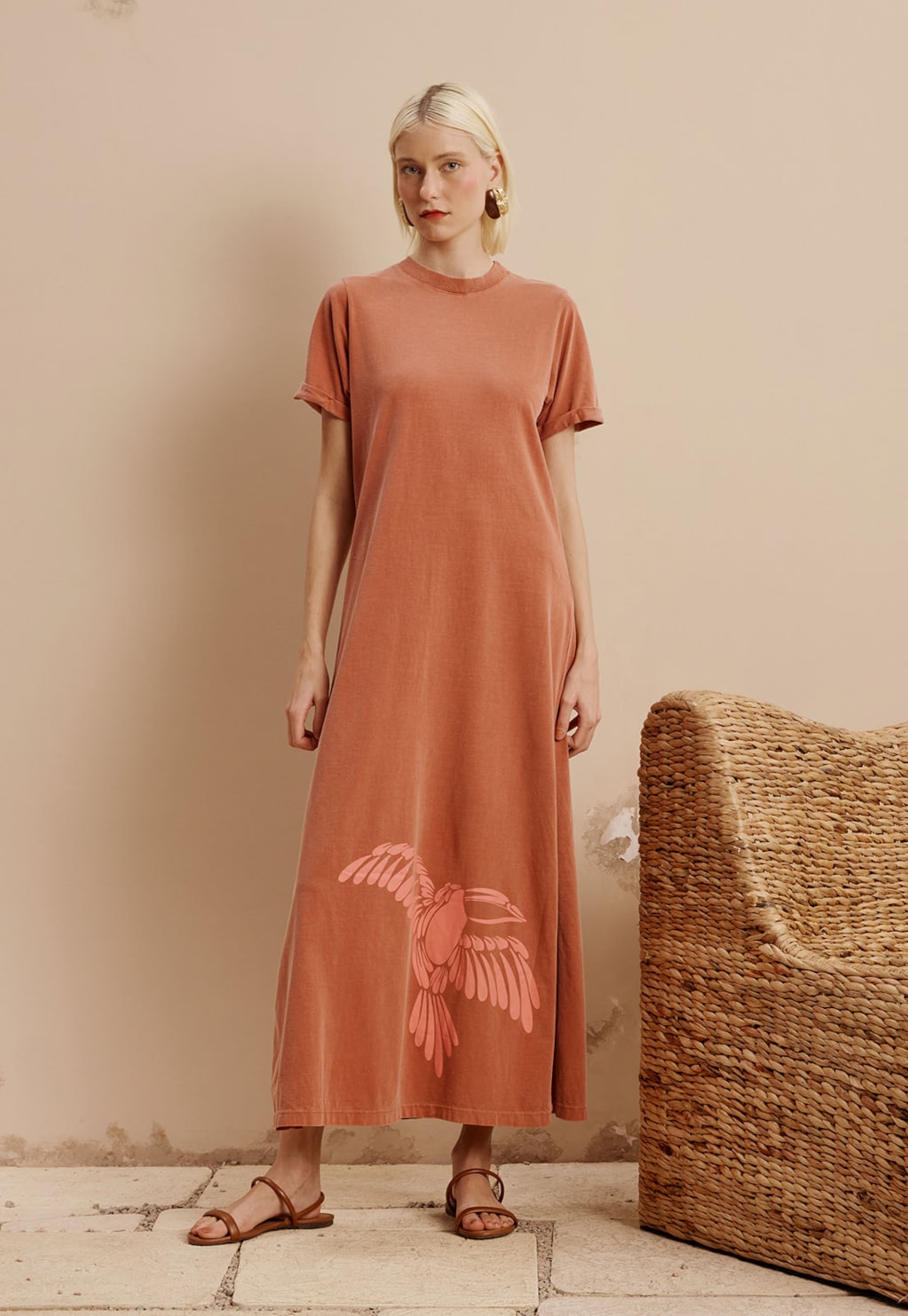 Vestido Midi Babado com Silk