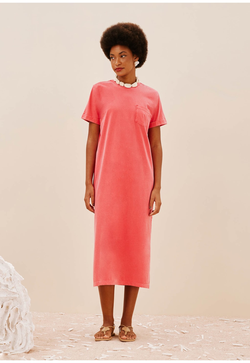 Vestido Midi Bolsinho Chapado Estonado