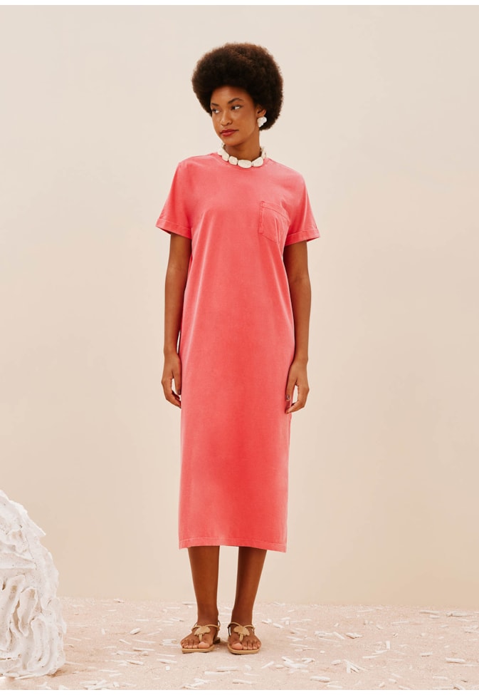 Vestido Midi Bolsinho Chapado Estonado