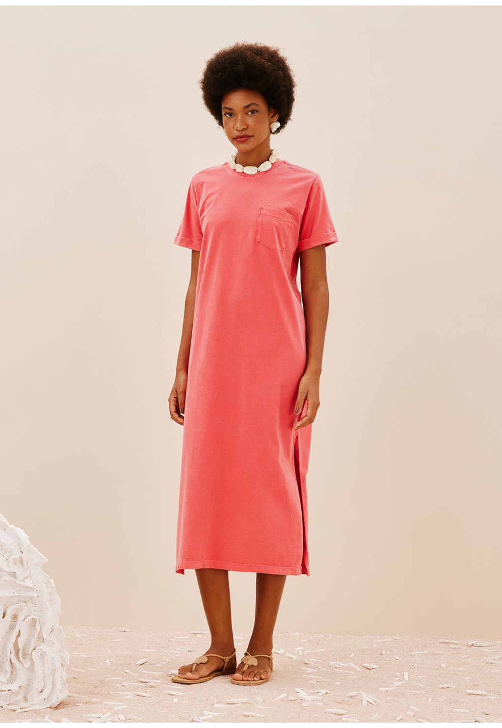 Vestido Midi Bolsinho Chapado Estonado