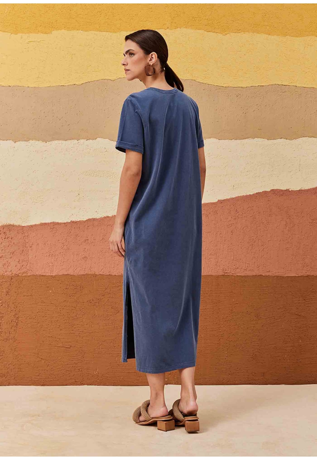 Vestido Midi Bolsinho Estonado