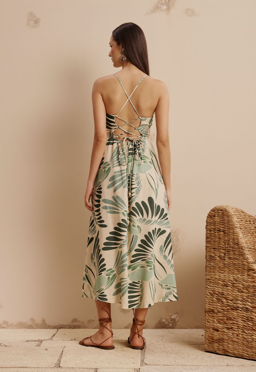 Vestido Midi Bolsos Estampado Tucano Toco