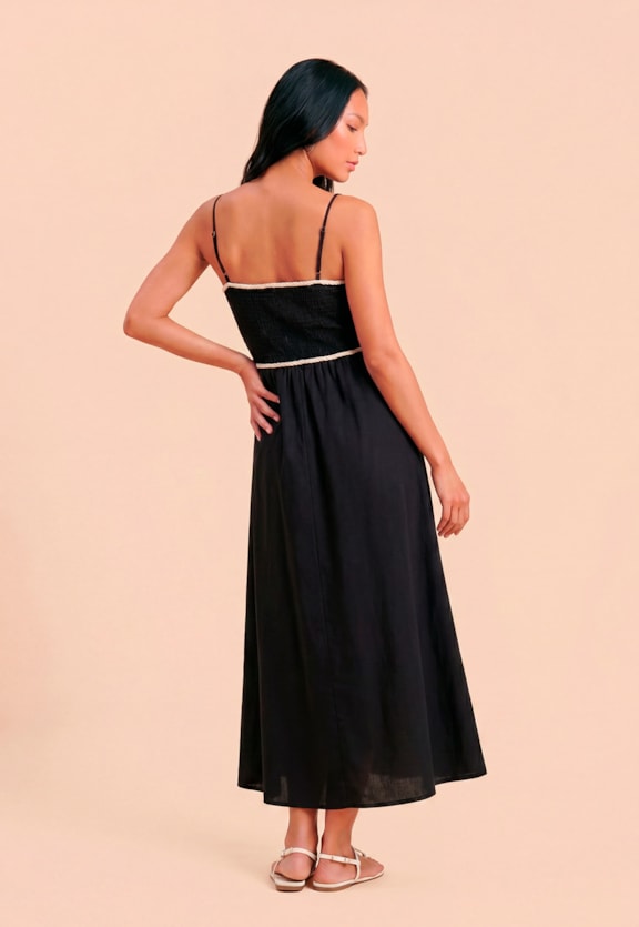 Vestido Midi Bordado Cashmere   Vista Traseira