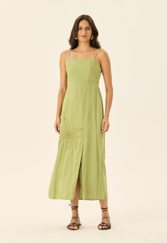 Vestido Midi Bordado Coqueiro