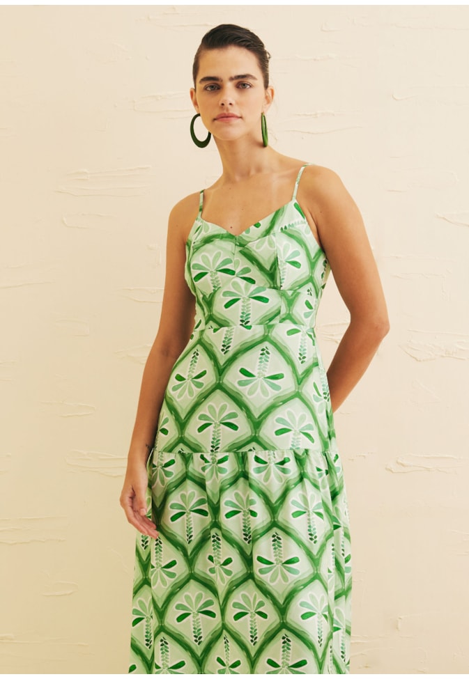 Vestido Midi Bustinho Estampado Gunga