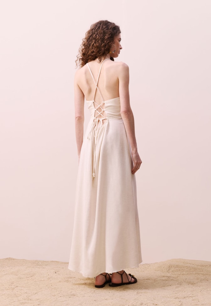 Vestido Midi Busto Malha Rendada