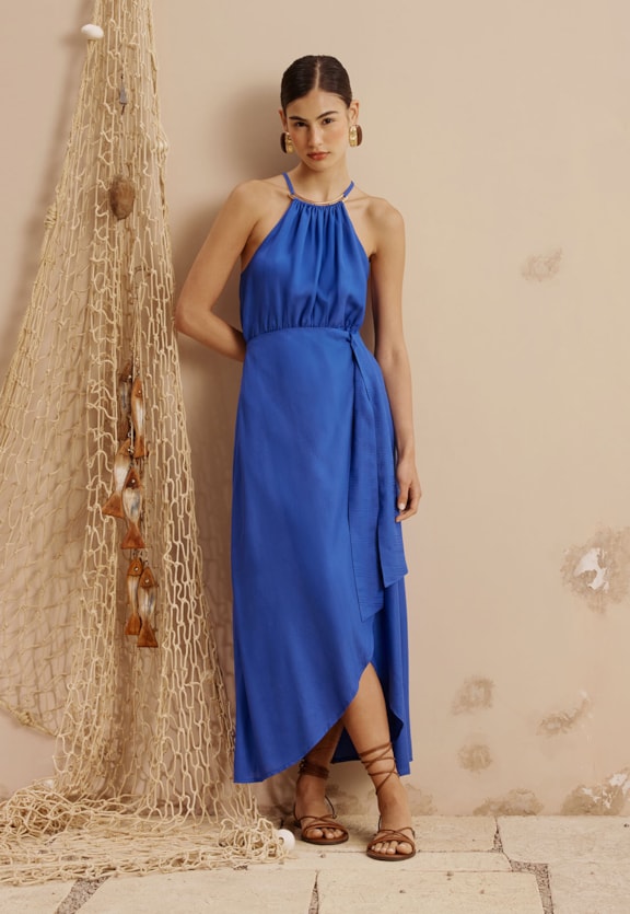 Vestido Midi Cachecouer Detalhe Aviamento Vista Frontal