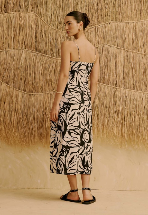 Vestido Midi Cachecouer Estampado Cacau Zebra Vista Traseira