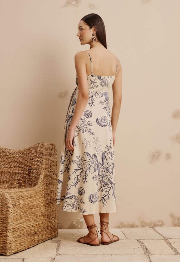 Vestido Midi Cachecouer Estampado Murere Vista Traseira