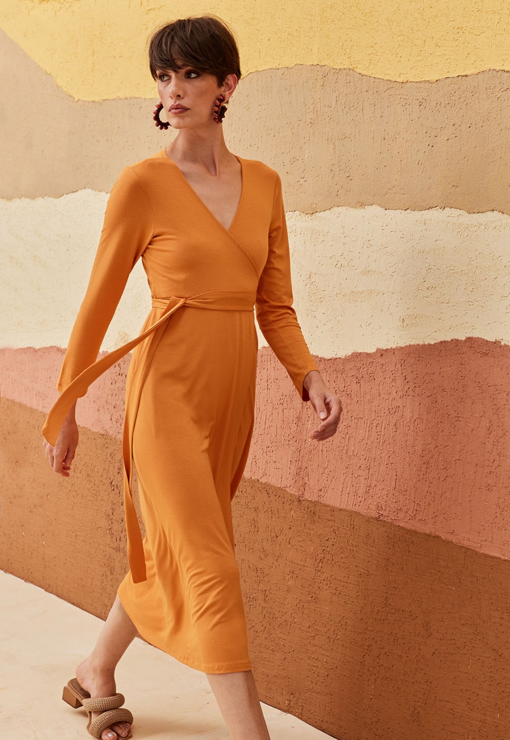 Vestido Midi Cachecouer Manga Longa