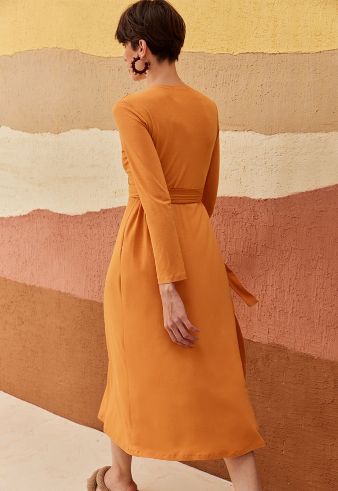 Vestido Midi Cachecouer Manga Longa