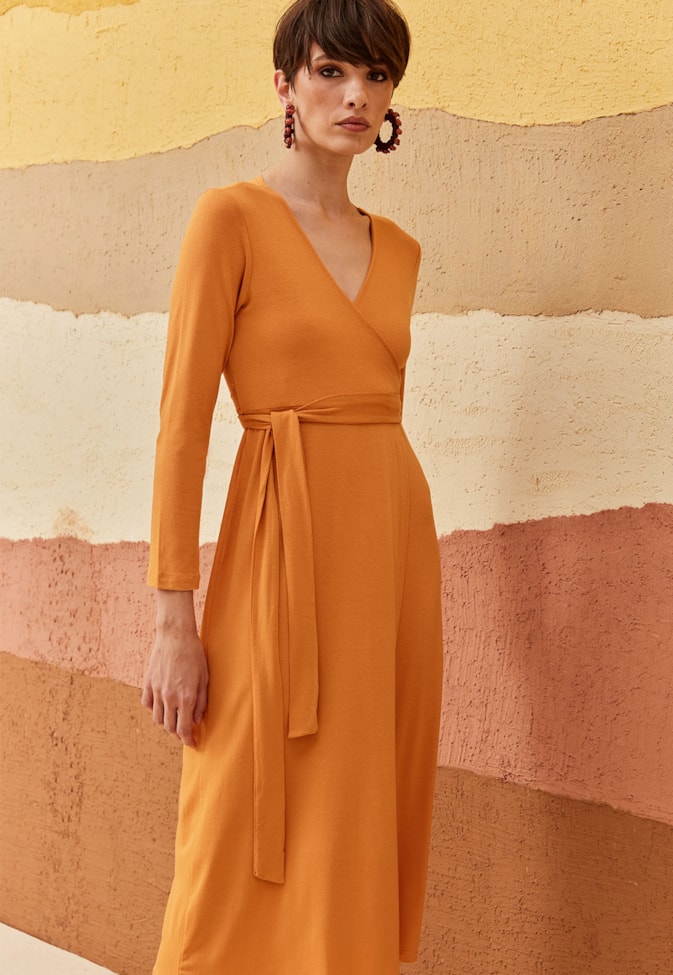 Vestido Midi Cachecouer Manga Longa