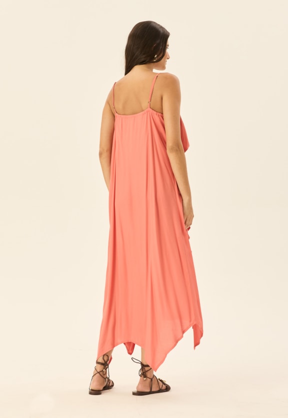 Vestido Midi Camada Pontas Vista Traseira