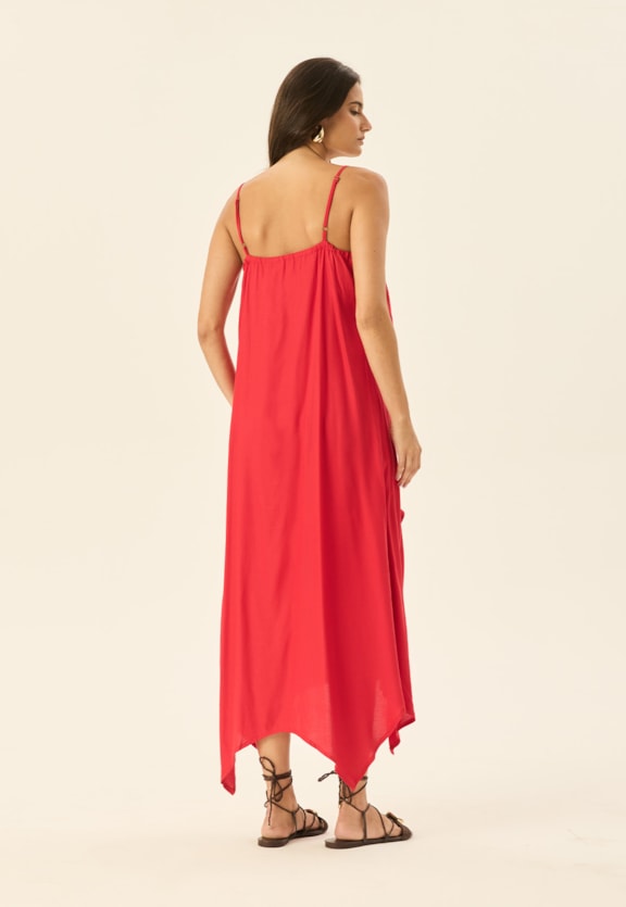 Vestido Midi Camada Pontas Vista Traseira