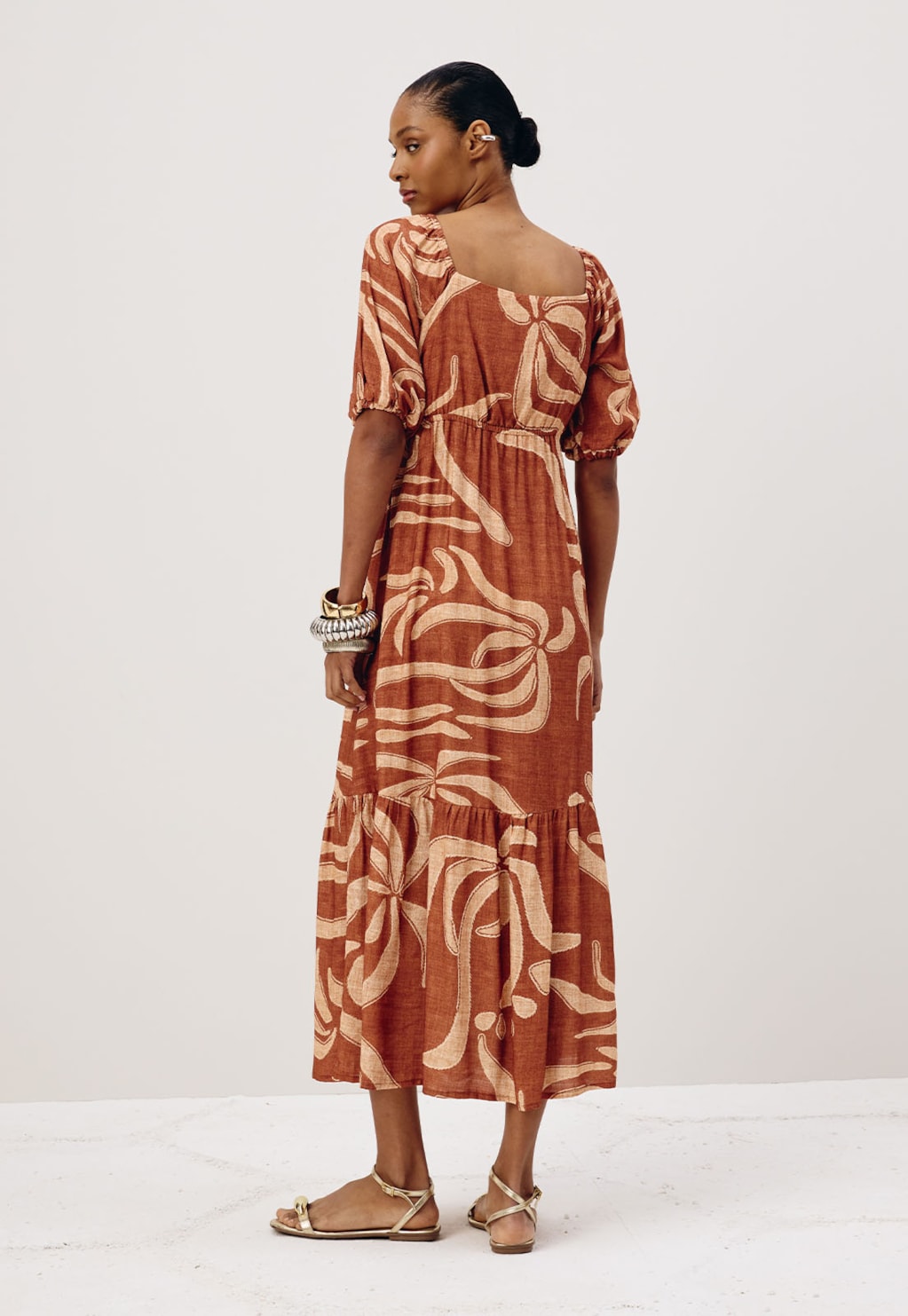 Vestido Midi com Maria Estampado Yucca