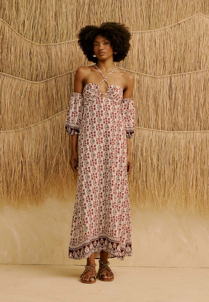 Vestido Midi Cruzado Estampado Pasco