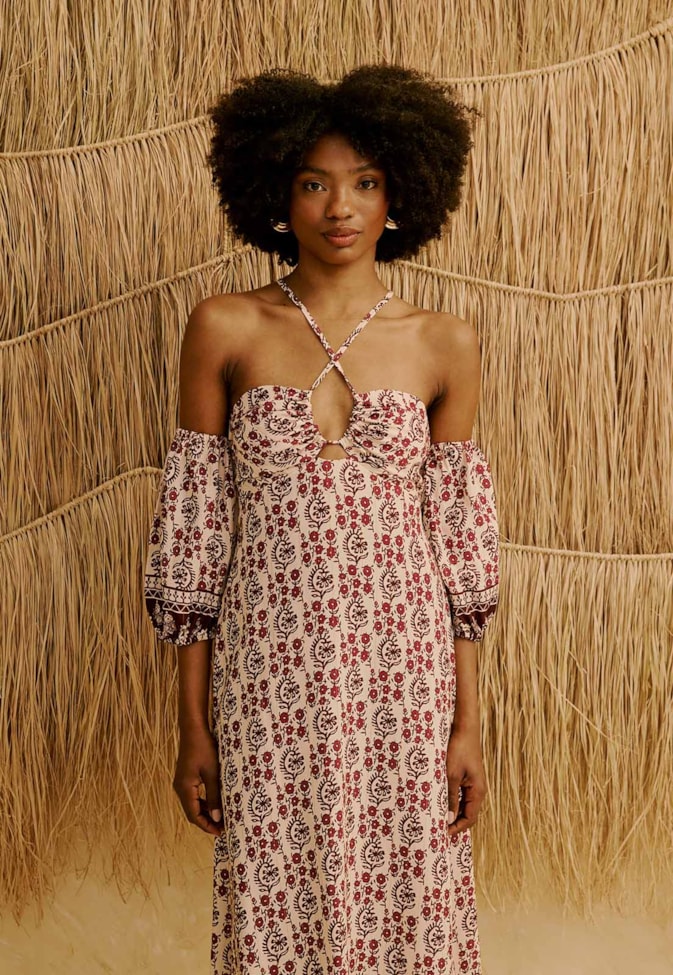 Vestido Midi Cruzado Estampado Pasco